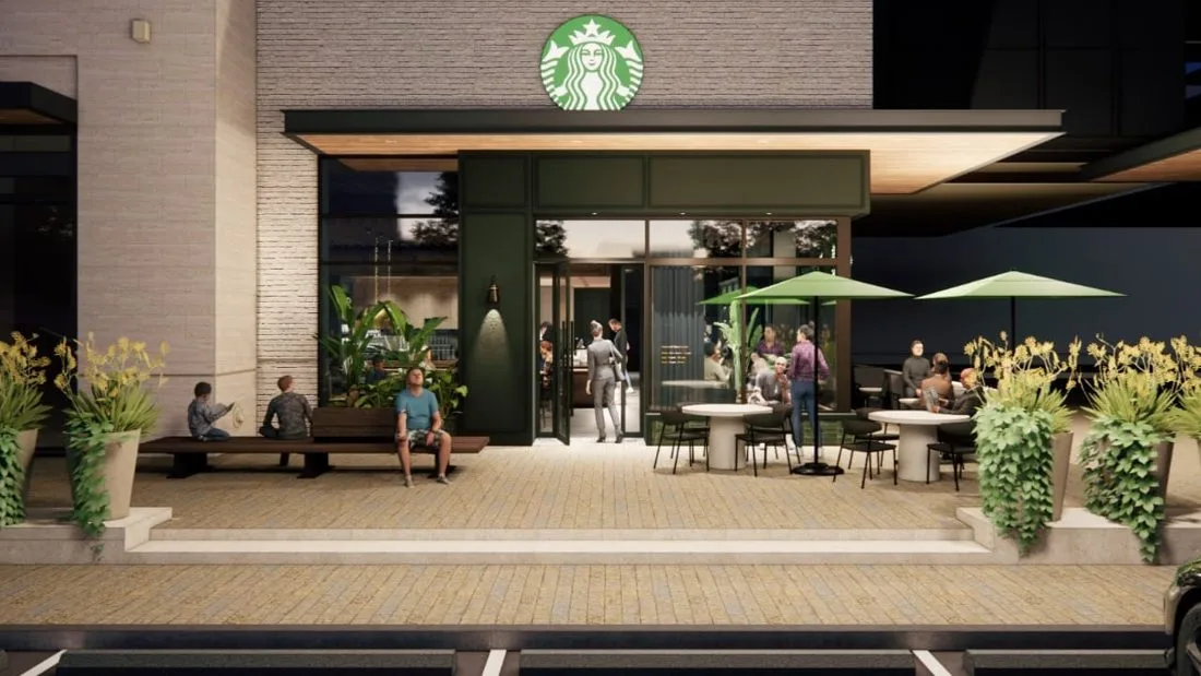 A Starbucks storefront concept rendering