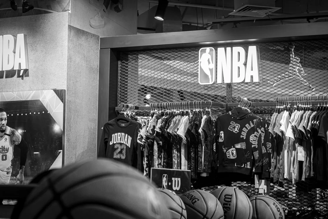 An NBA retail store with merchandise