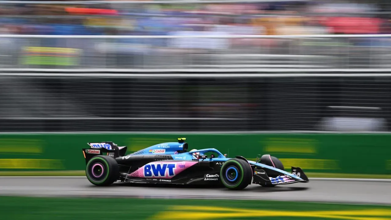 The BWT Alpine Formula One car on track